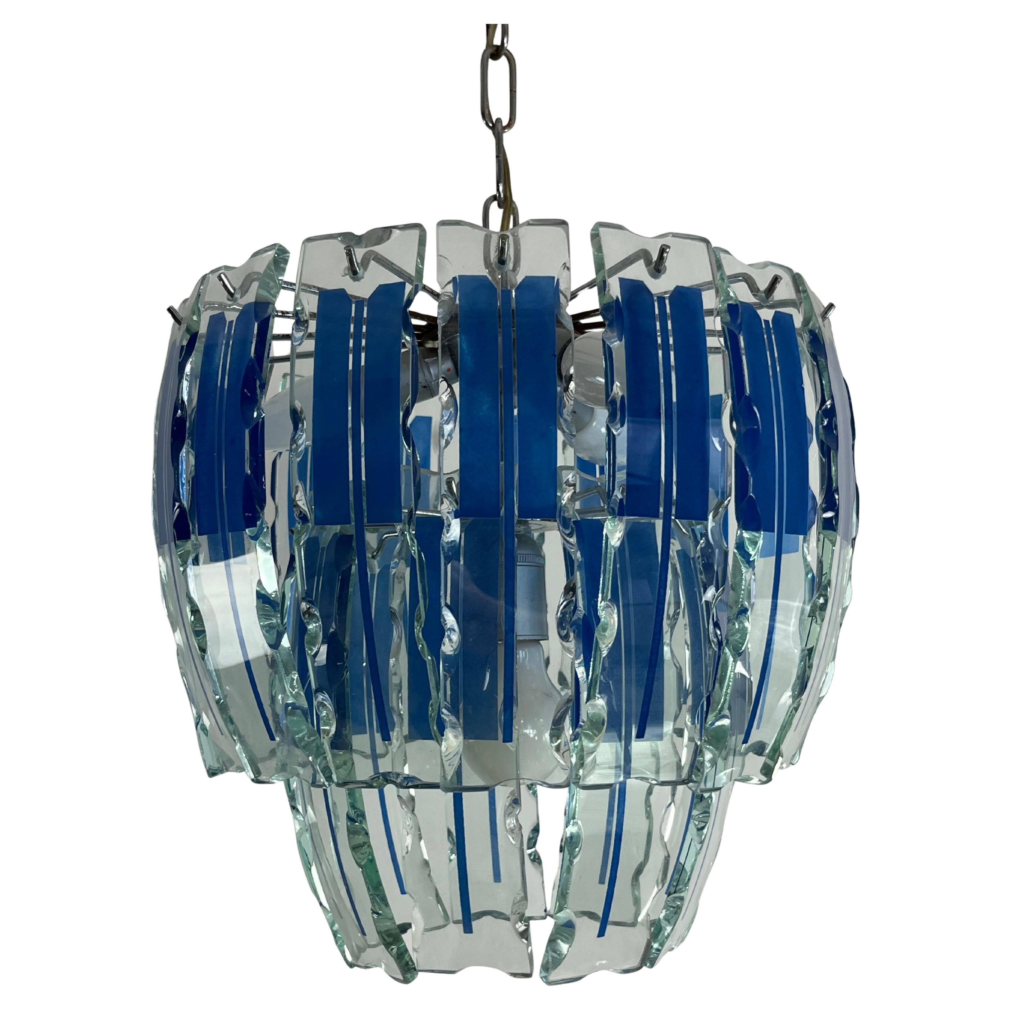 Vintage Chandelier In Colored Murano Glass Attributed To Zero Quattro, 1970s