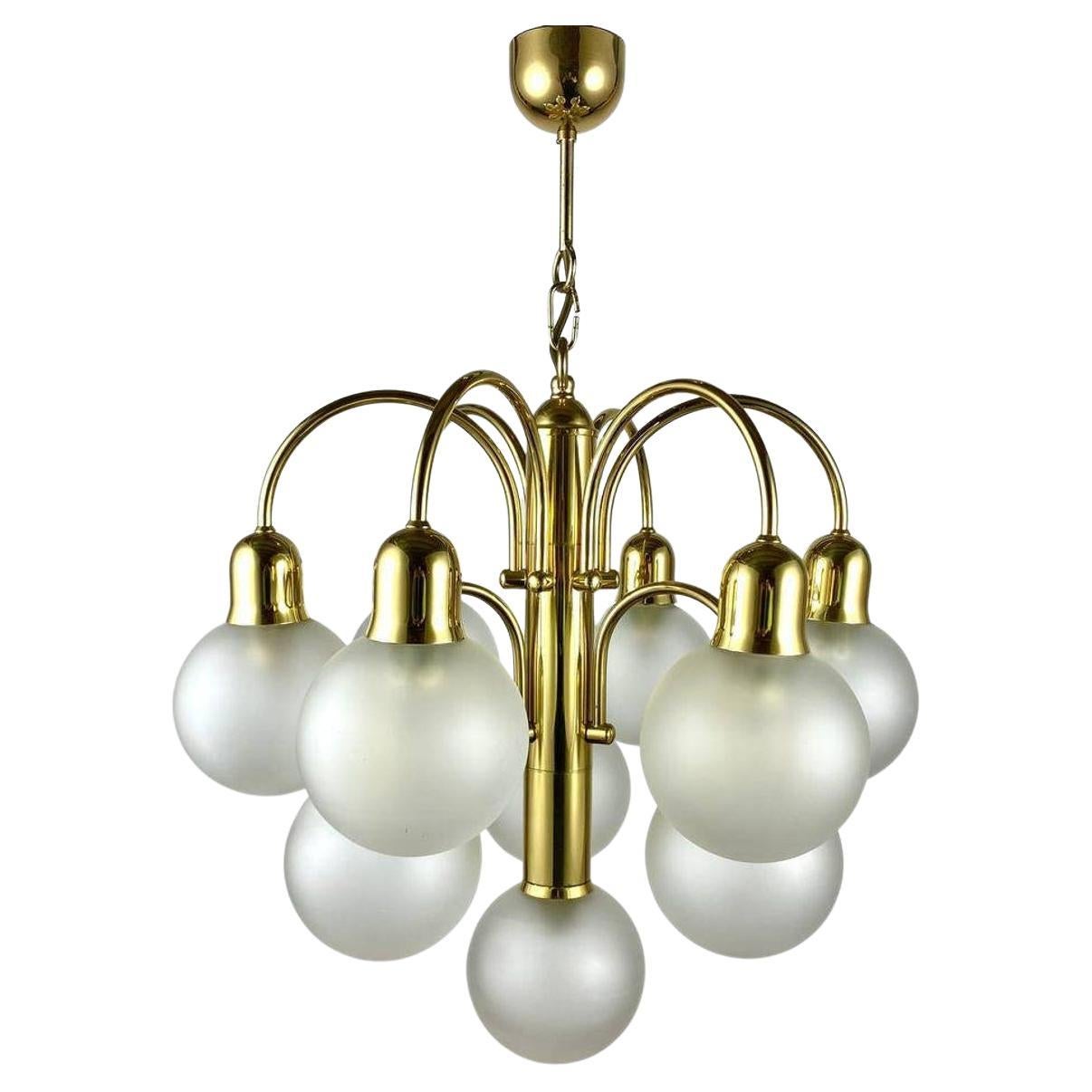 Vintage Gilt Brass Chandelier For Sale at 1stDibs