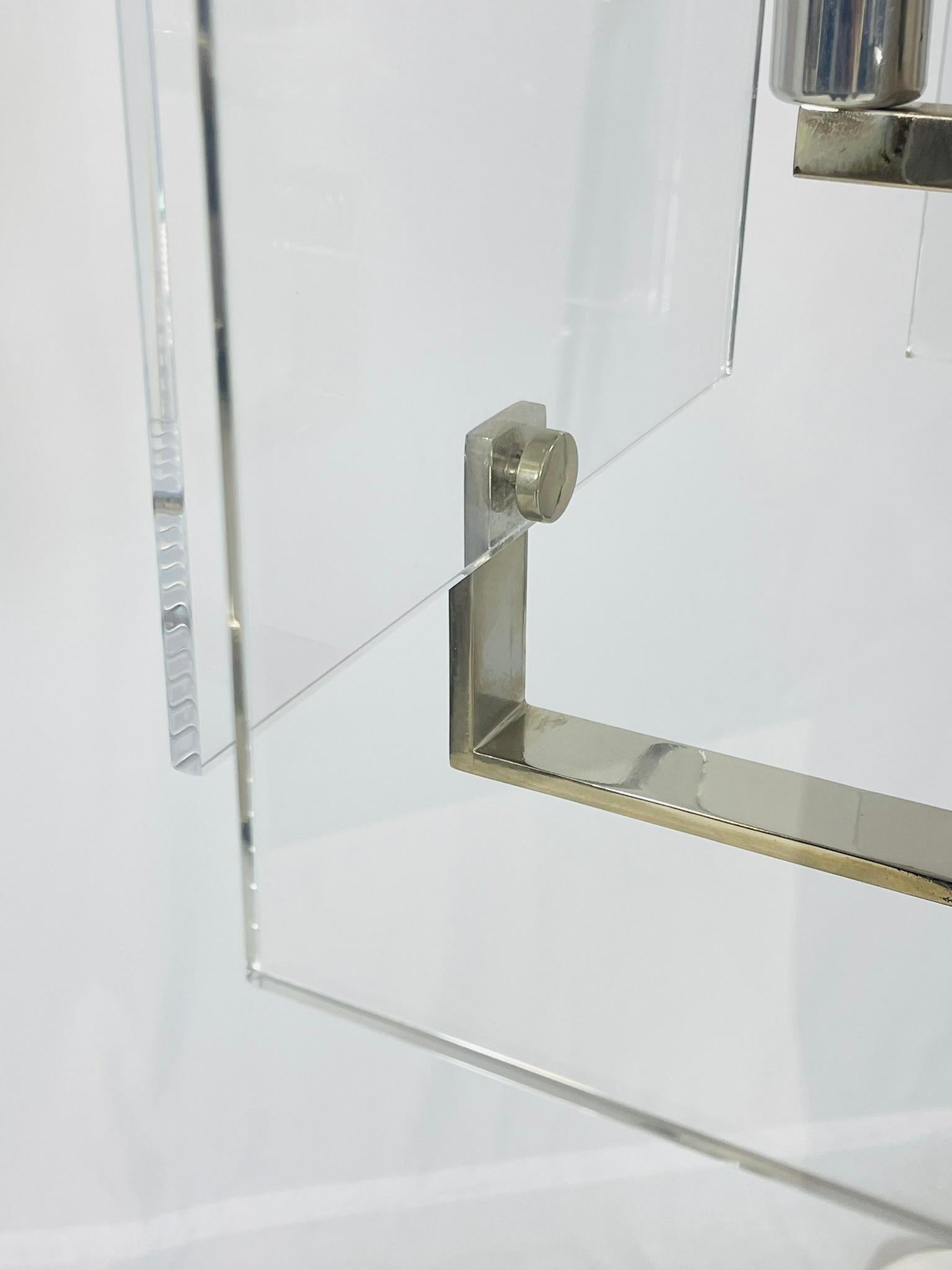 Vintage-Kronleuchter aus Lucite und poliertem Nickel von Charles Hollis Jones, USA 1970 im Angebot 4