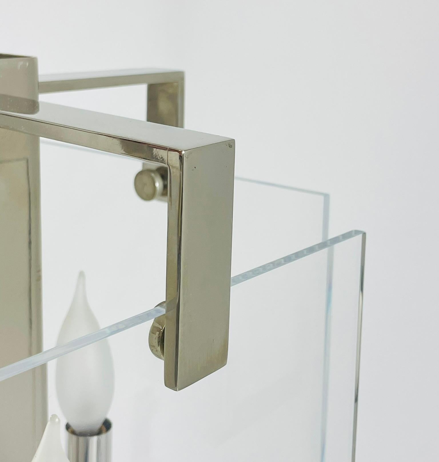 Vintage-Kronleuchter aus Lucite und poliertem Nickel von Charles Hollis Jones, USA 1970 im Angebot 6