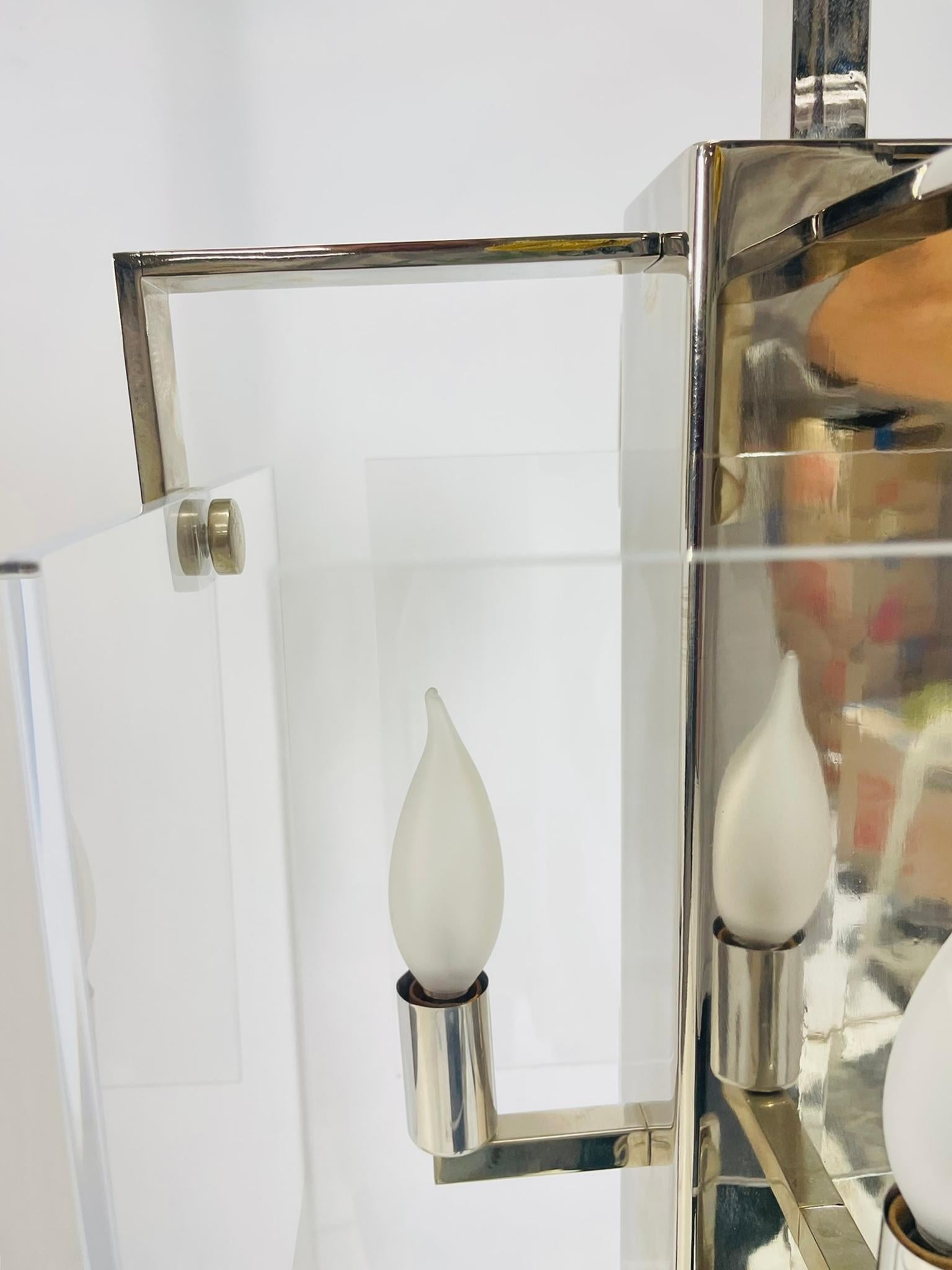 Vintage-Kronleuchter aus Lucite und poliertem Nickel von Charles Hollis Jones, USA 1970 im Angebot 7