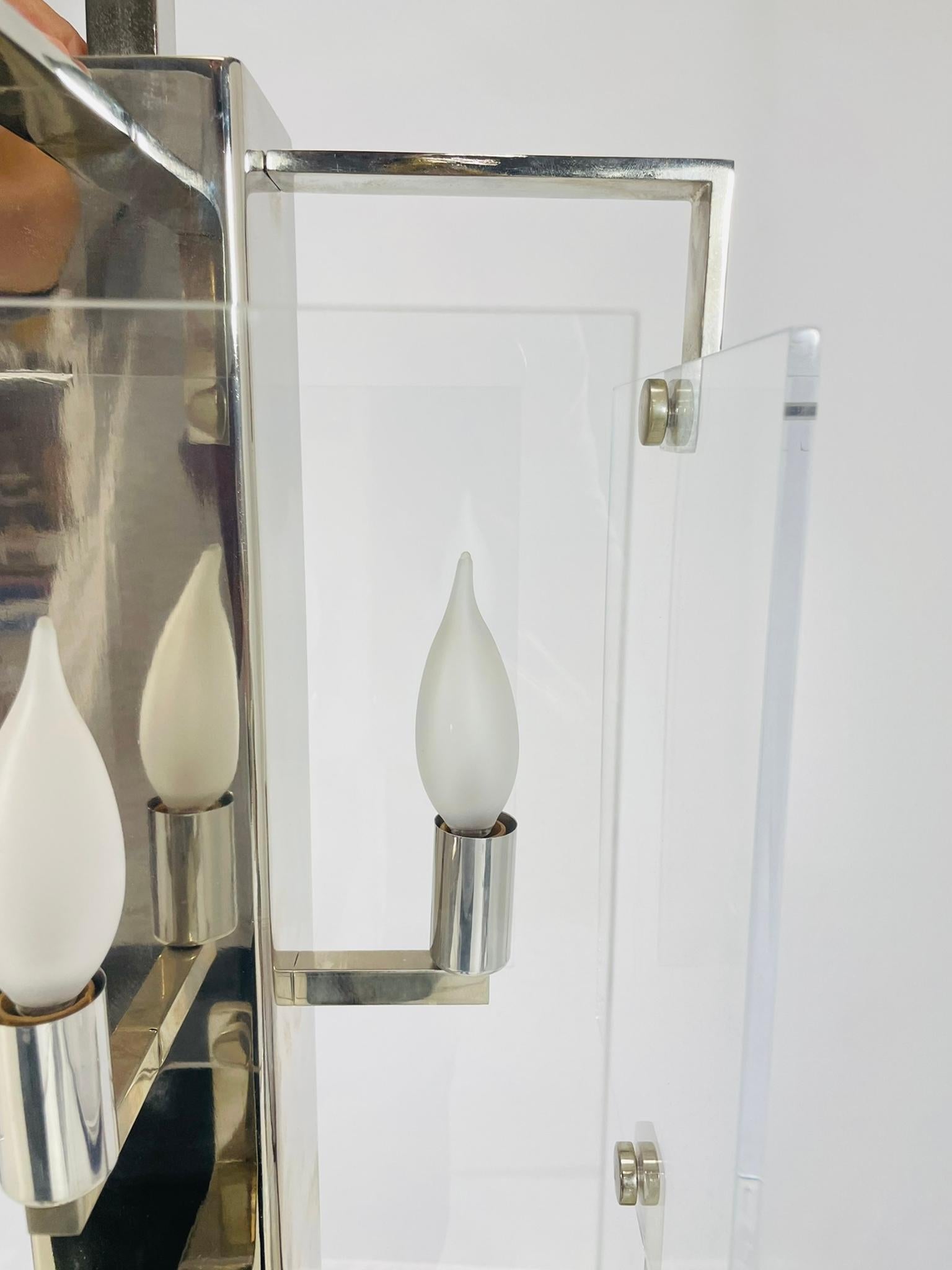 Vintage-Kronleuchter aus Lucite und poliertem Nickel von Charles Hollis Jones, USA 1970 im Angebot 8