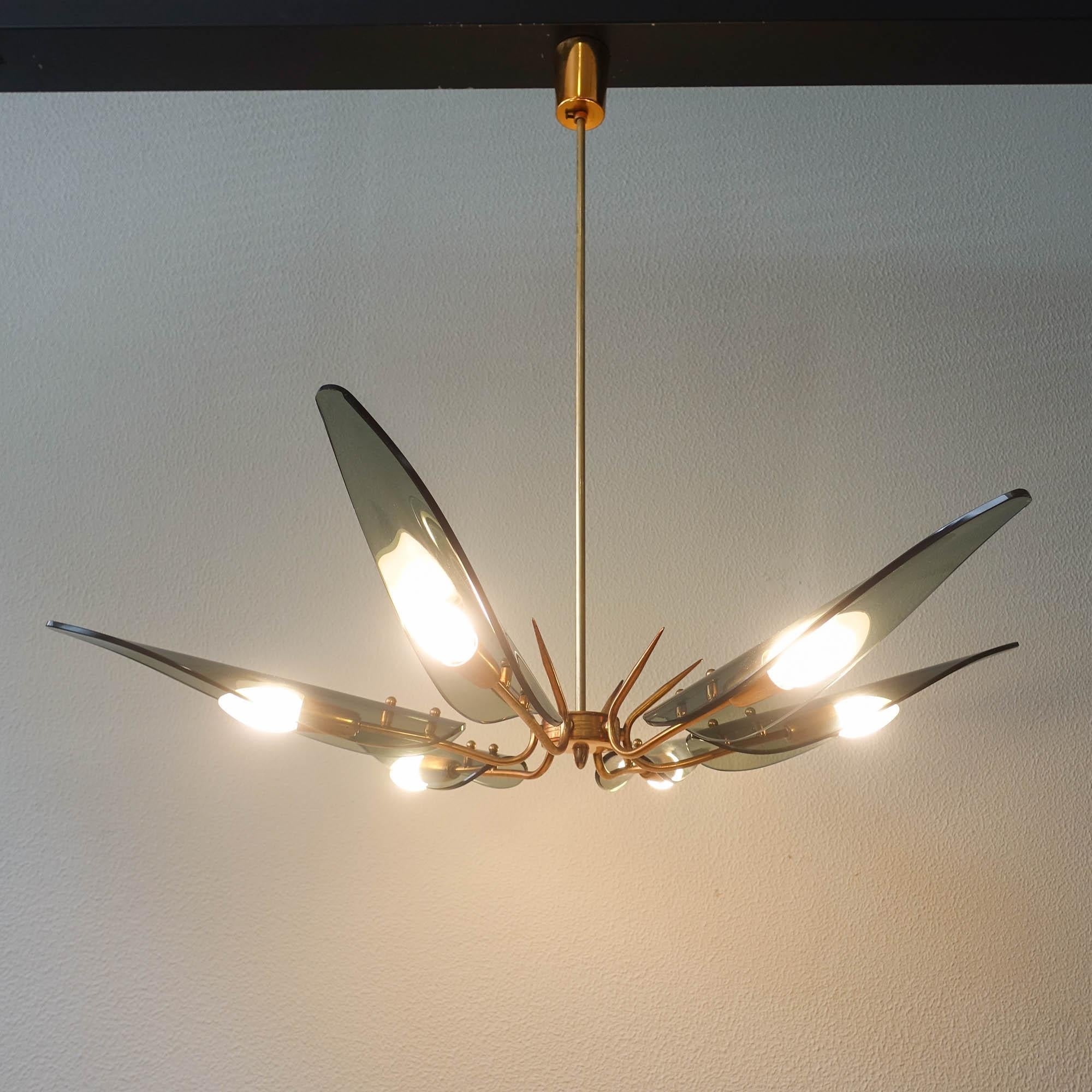 Mid-Century Modern Vintage Chandelier in the Style of Max Ingrand for Fontana Arte, 1950s