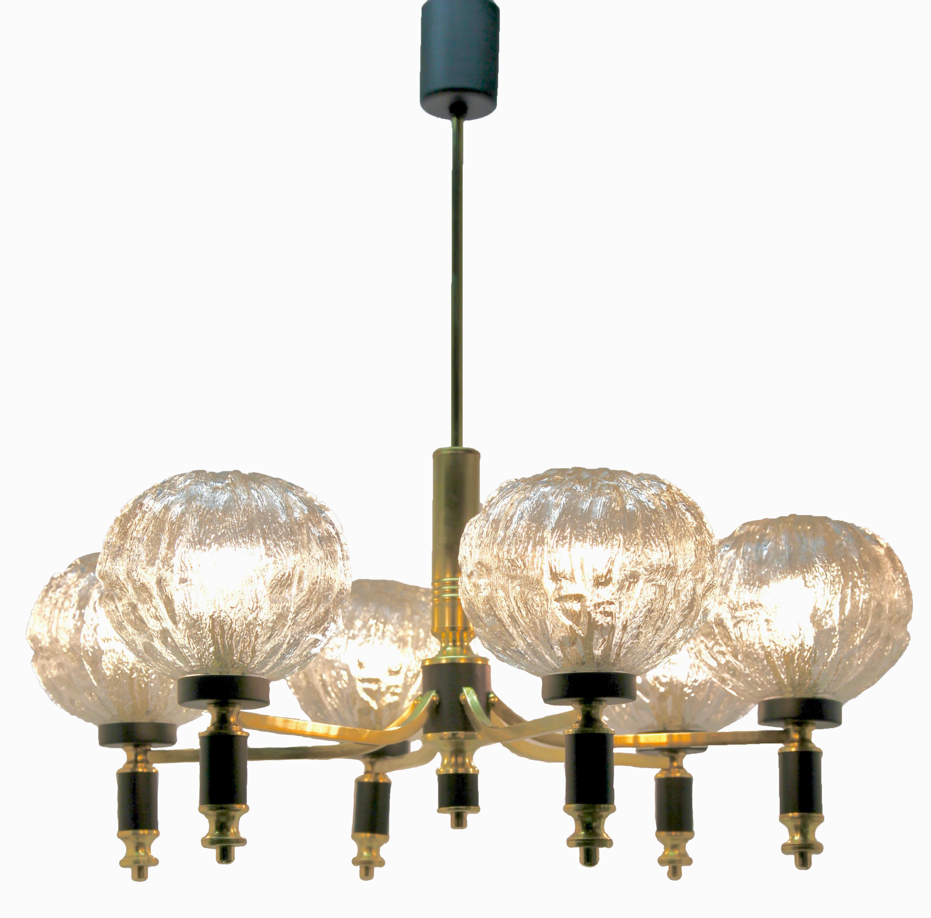 Vintage Chandelier in the Style of Stilnovo 6 Arms, Italian, 1960s In Good Condition In Verviers, BE