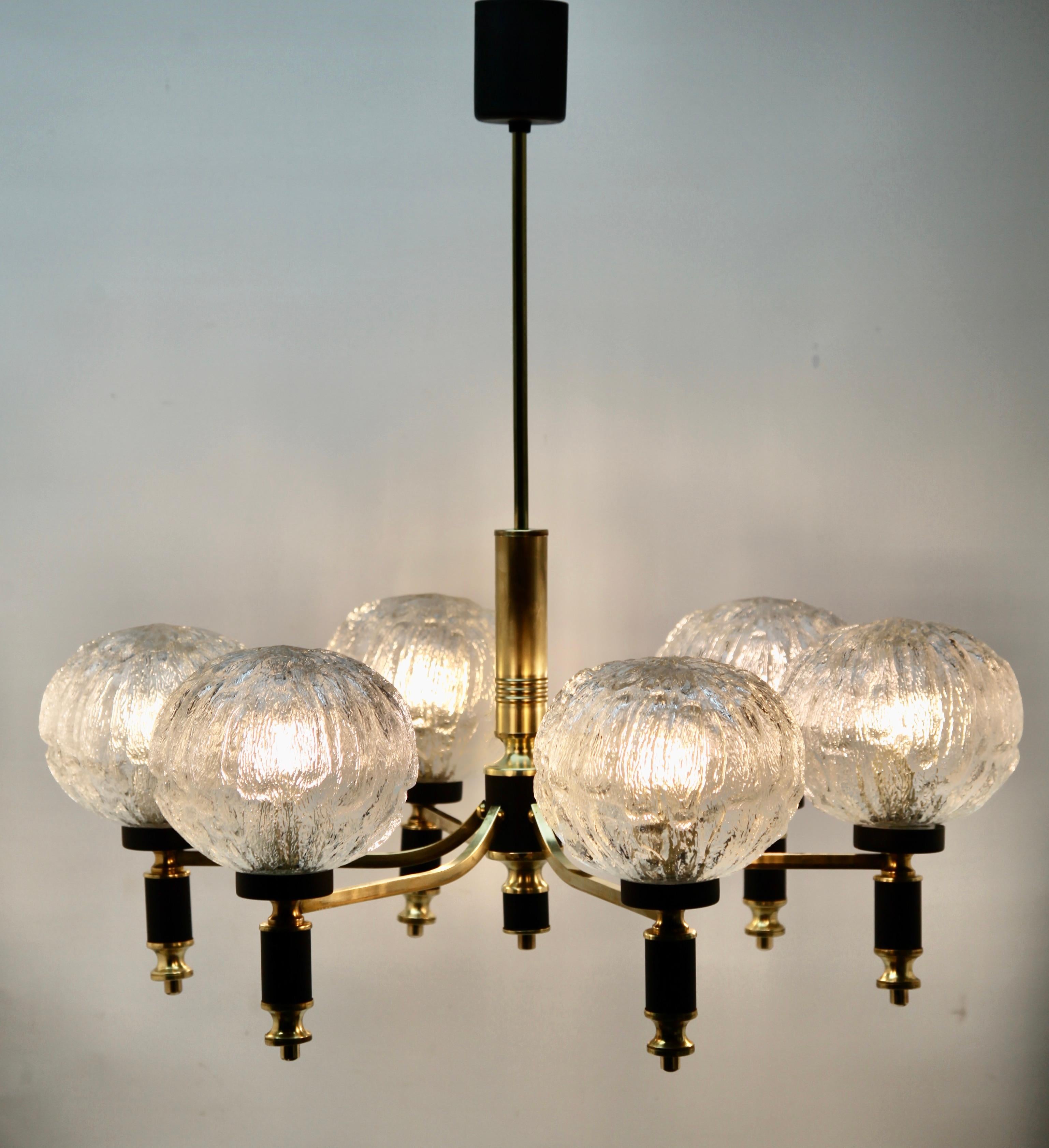 Mid-20th Century Vintage Chandelier in the Style of Stilnovo 6 Arms, Italian, 1960s