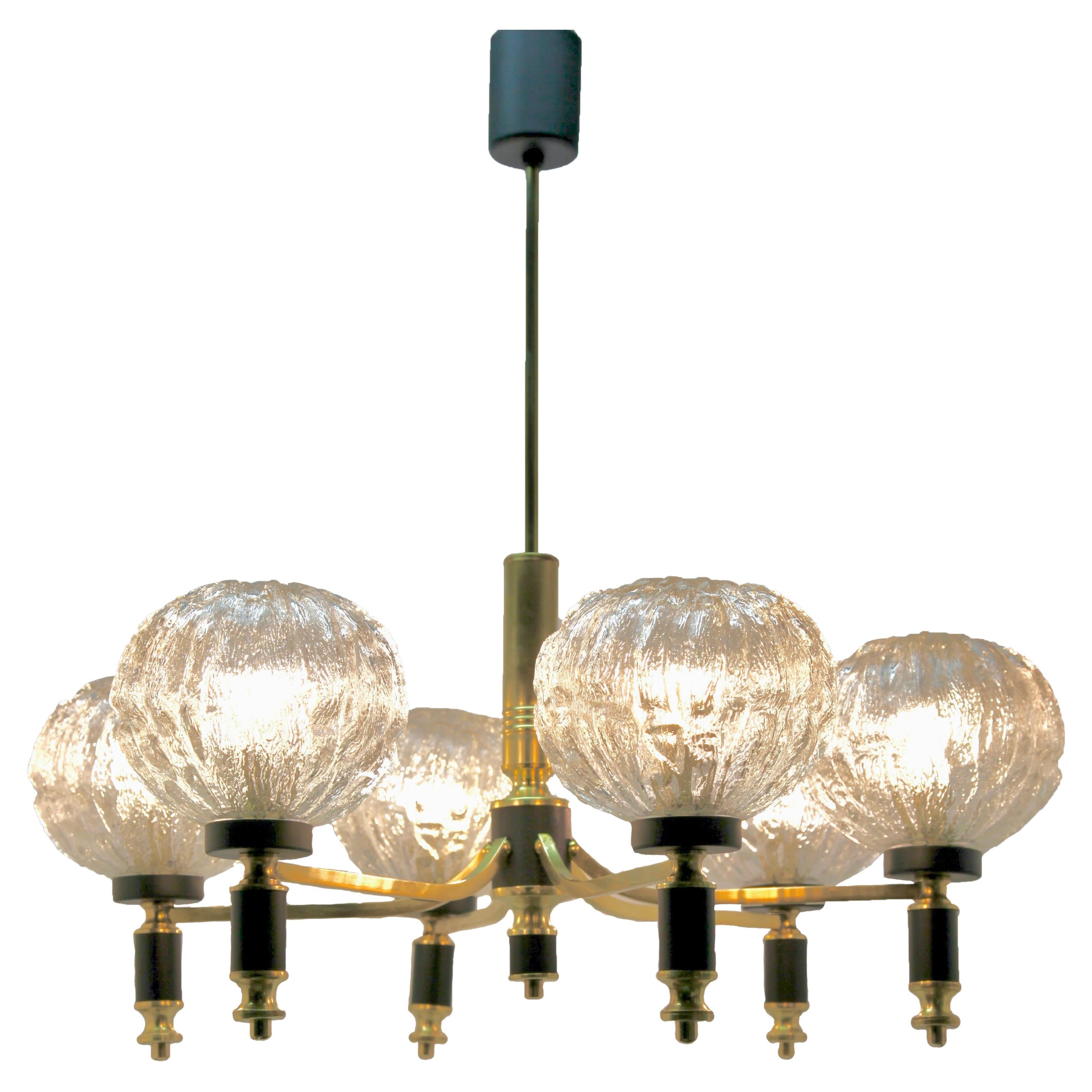 Vintage Chandelier in the Style of Stilnovo 6 Arms, Italian, 1960s
