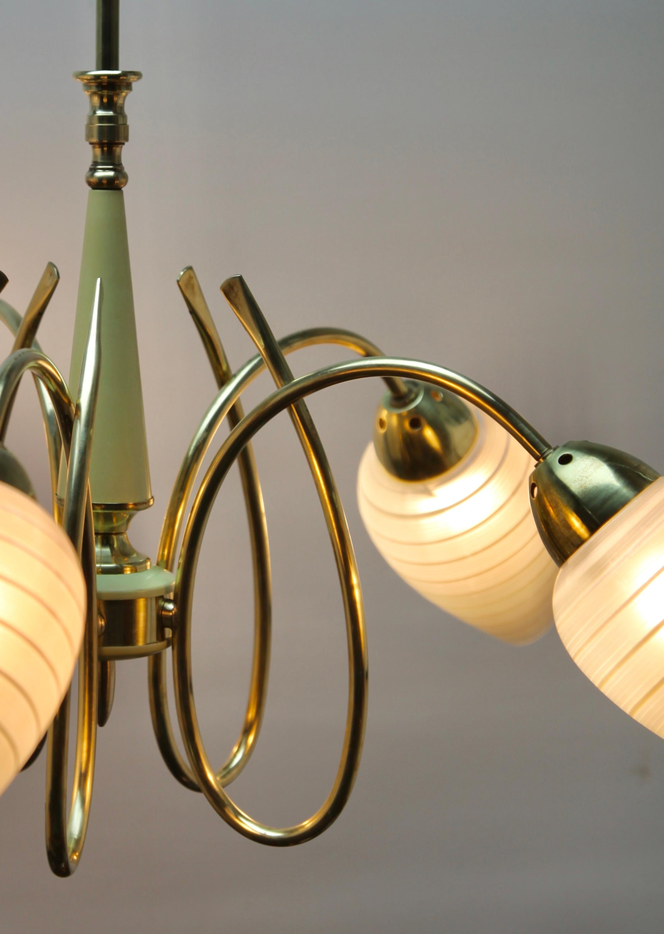 Mid-20th Century Vintage Chandelier in the Style of Stilnovo Five Arms Italian, 1960s For Sale
