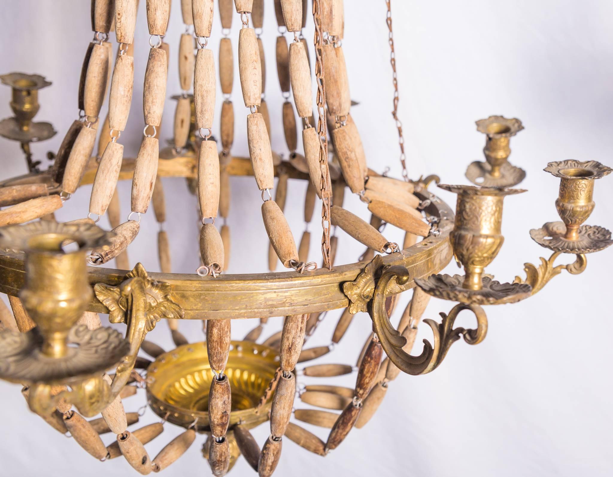 Empire Vintage with 19th Century Metal Details and Vintage Beads Chandelier