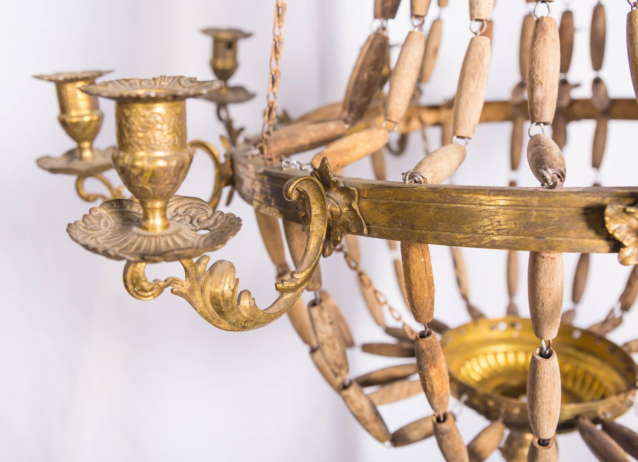20th Century Vintage with 19th Century Metal Details and Vintage Beads Chandelier