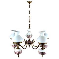 Lampadario vintage  Luce in ottone porcellanato  Lampada da soffitto a 5 bracci regolabile