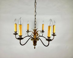 Vintage Chandelier S.A. Boulanger Palm Hollywood Regency Brass, Begium, 1970s