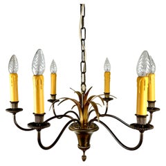 Lampadario Vintage S.A. Boulanger Palm Hollywood Regency in ottone, Begium, anni '70