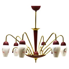 Vintage Chandelier Six Arms in the Style of Stilnovo, Italian, 1960s