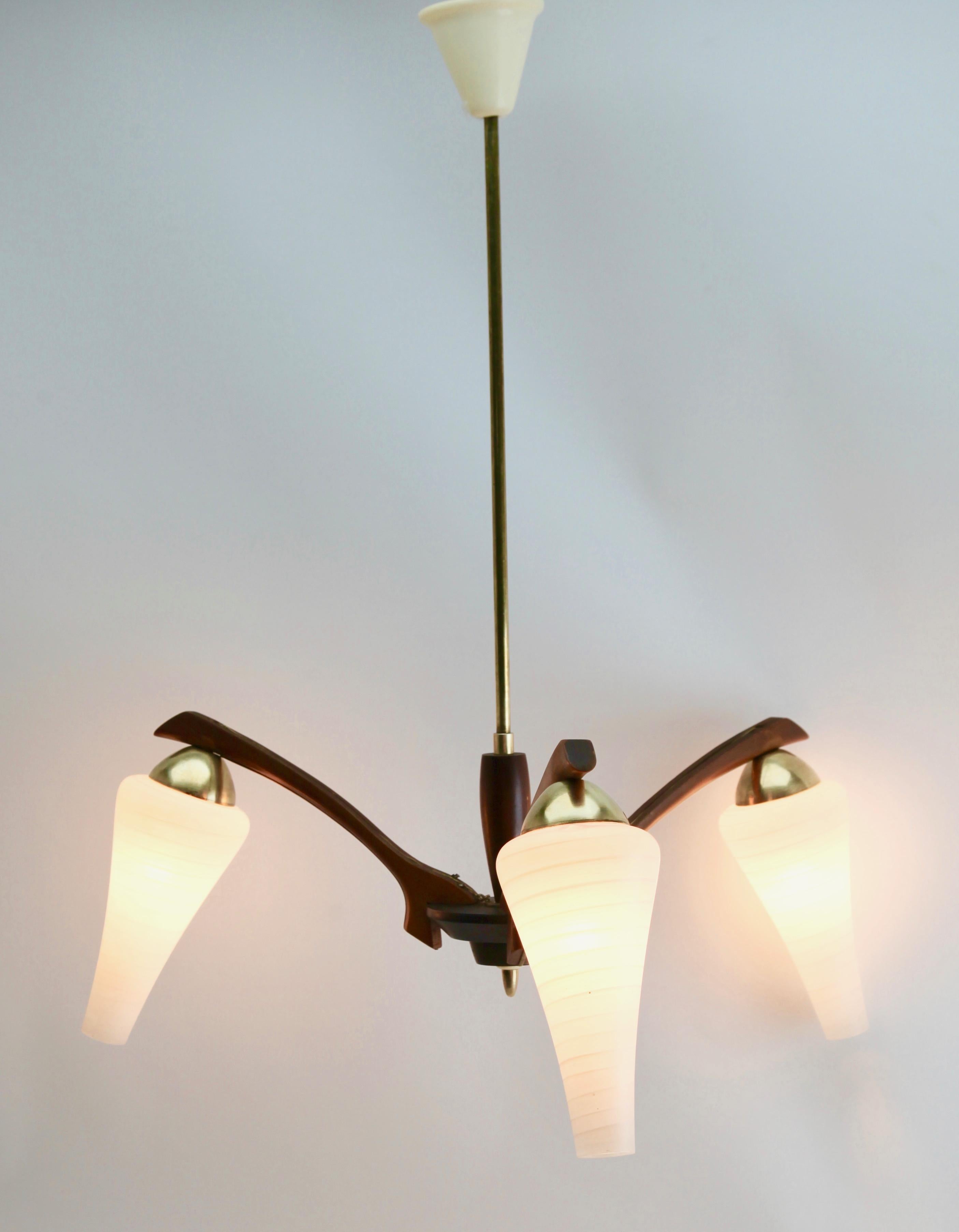 Vintage Chandelier Three Arms in the Style of Stilnovo, Italian, 1960s For Sale 2