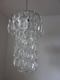 Vintage Chandelier w/ Murano Links Designed Angelo Mangiarotti for Vistosi, 1960s