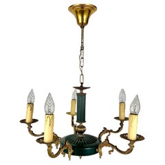 Vintage Chandelier With 5 Arms In The Empire Style Bronze Green Gold Lighting
