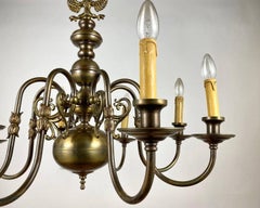 Vintage Chandelier With Double-Headed Eagle Flemish-Style Brass Lighting