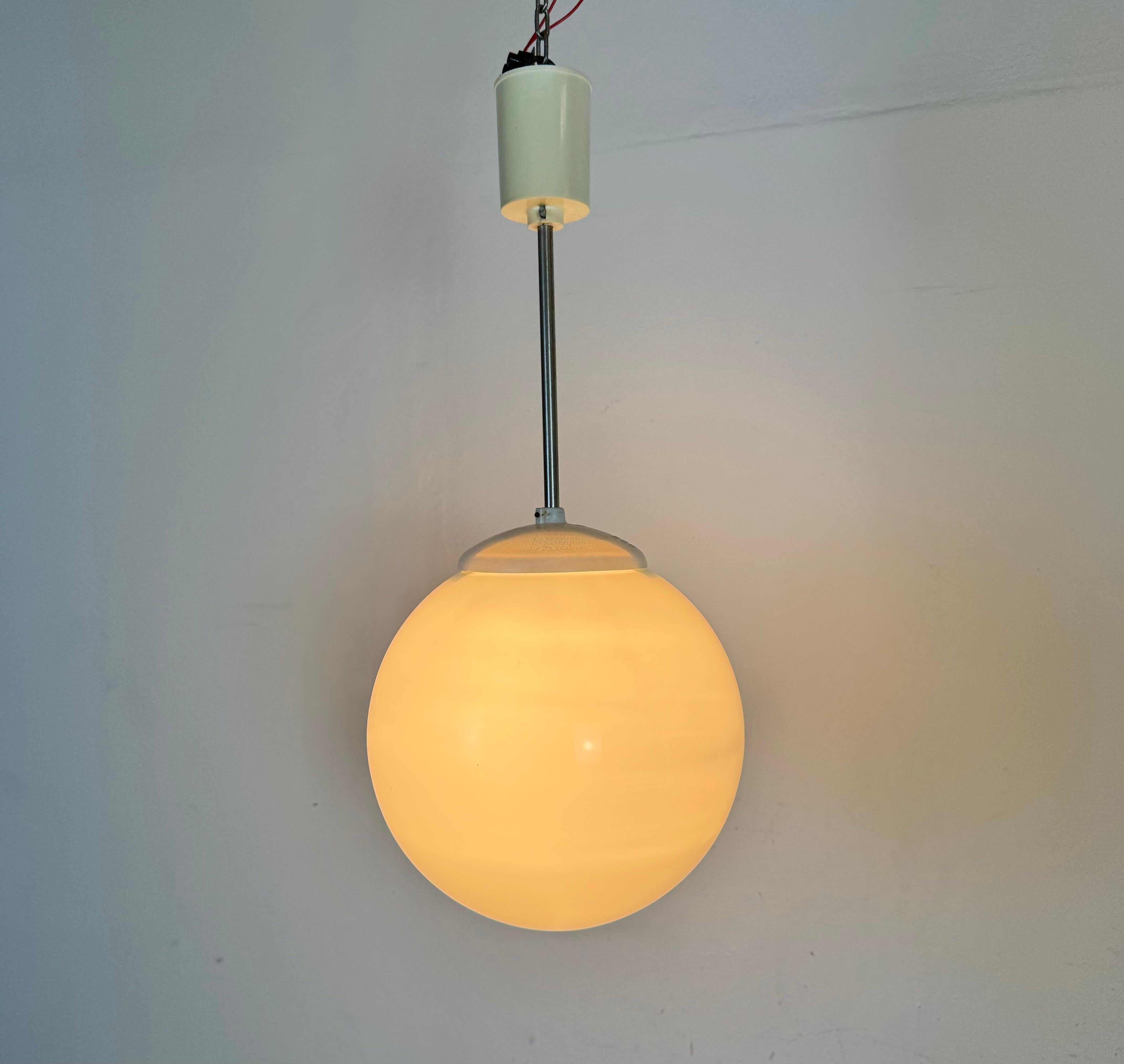 Vintage Chandelier with Milk Glass from Elektrosvit, 1960s For Sale 4