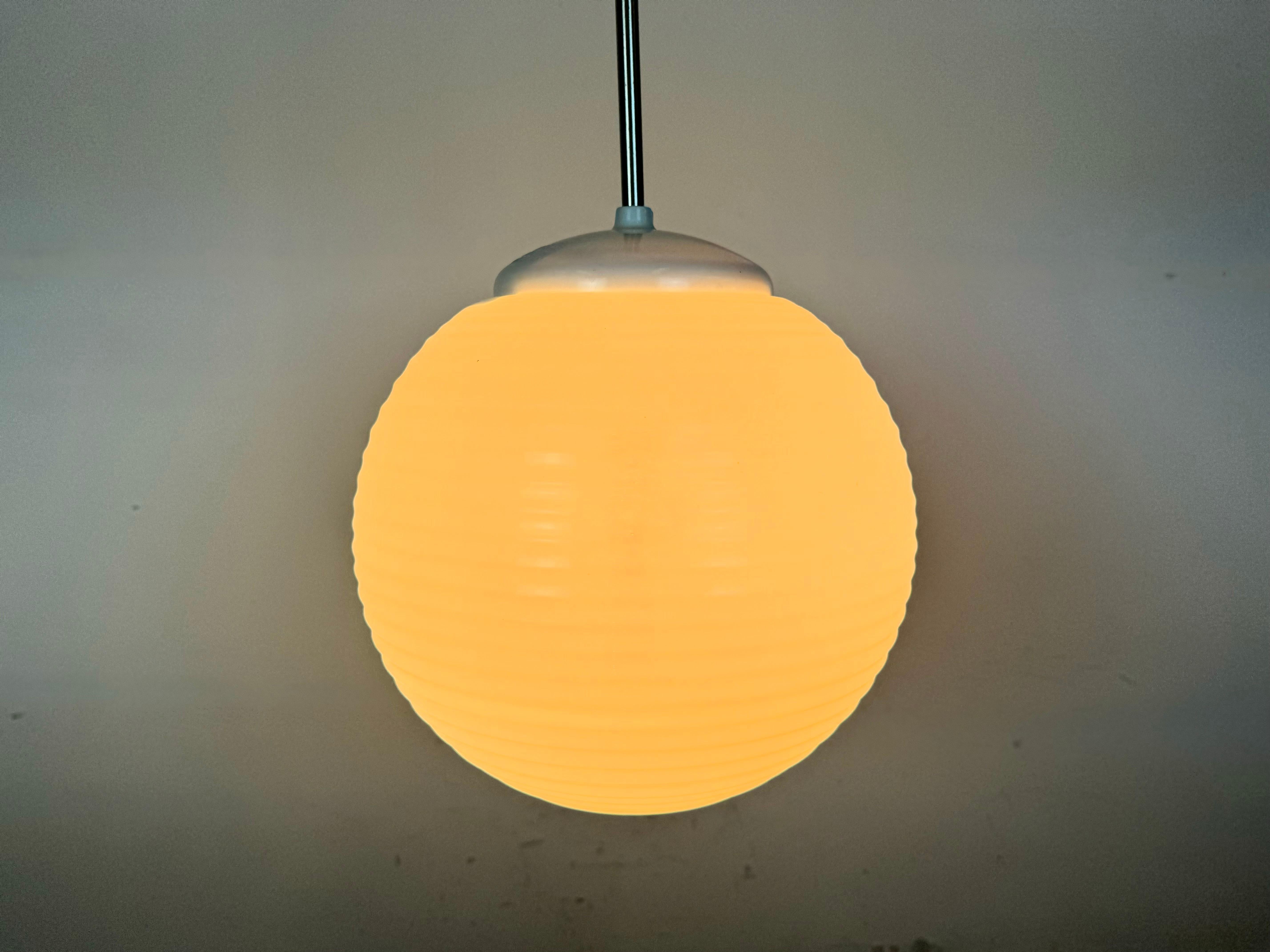 Vintage Chandelier with Milk Glass from Elektrosvit, 1960s For Sale 5