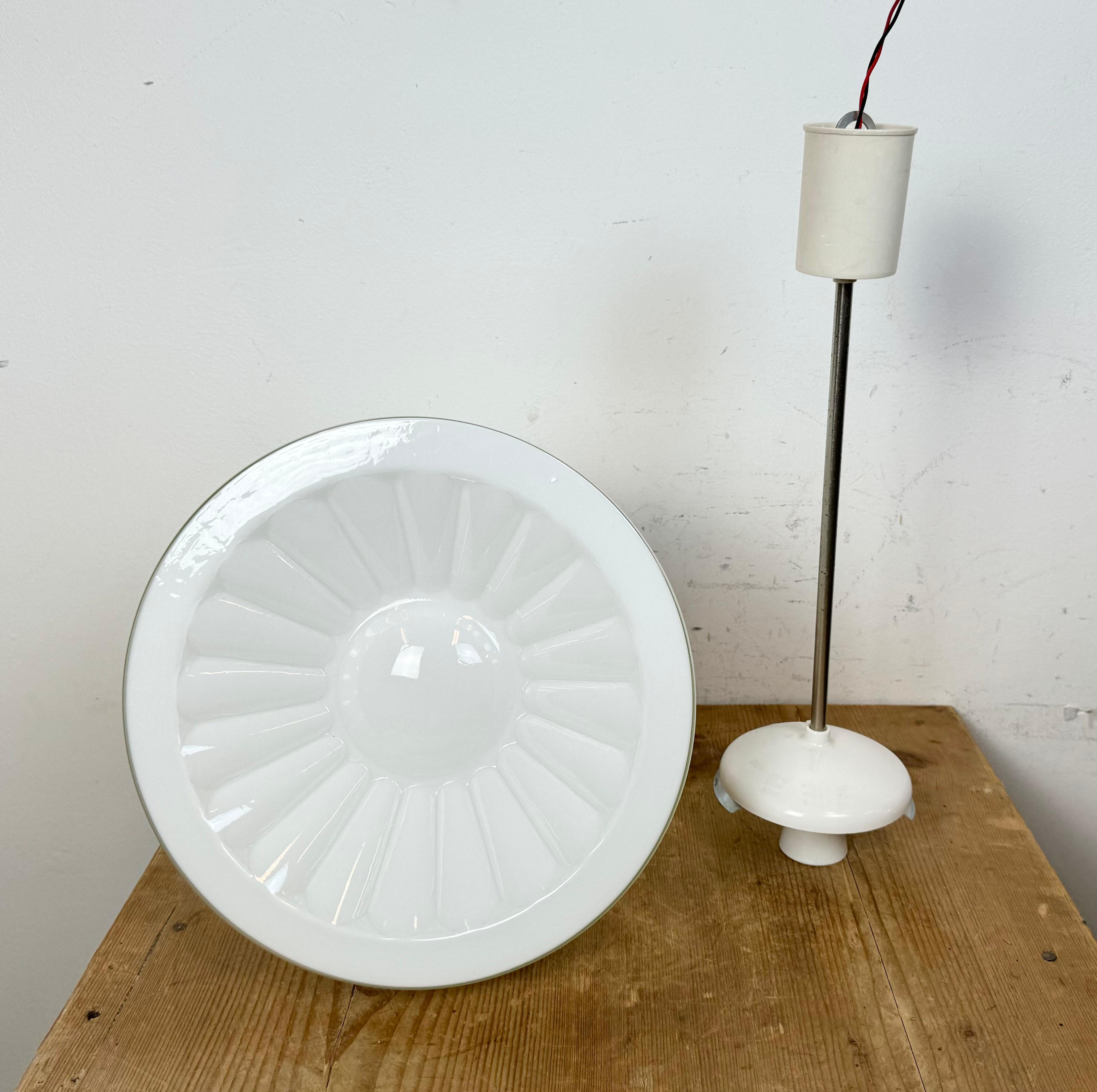 Vintage Chandelier with Milk Glass from Elektrosvit, 1960s For Sale 6