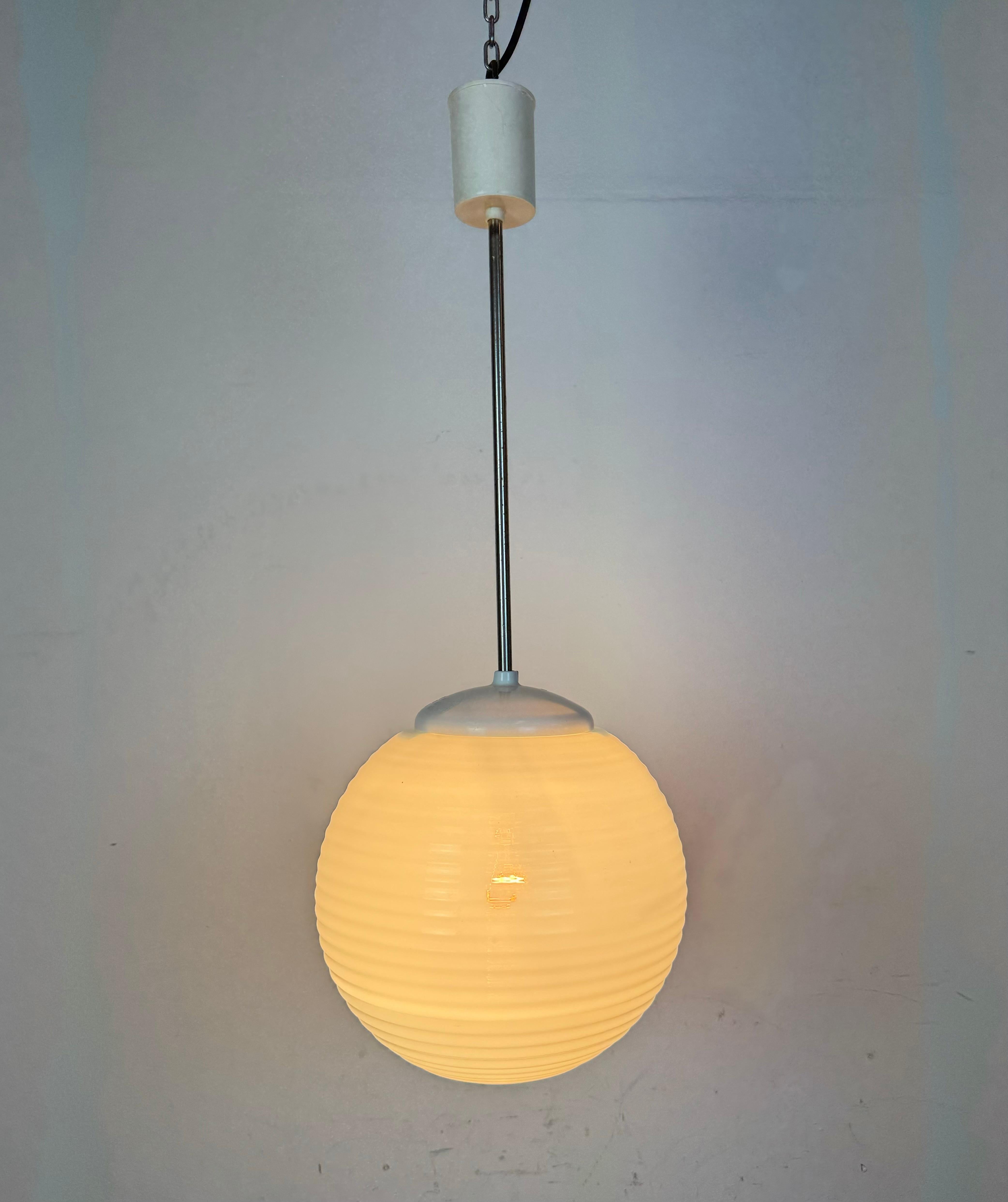 Vintage Chandelier with Milk Glass from Elektrosvit, 1960s For Sale 1