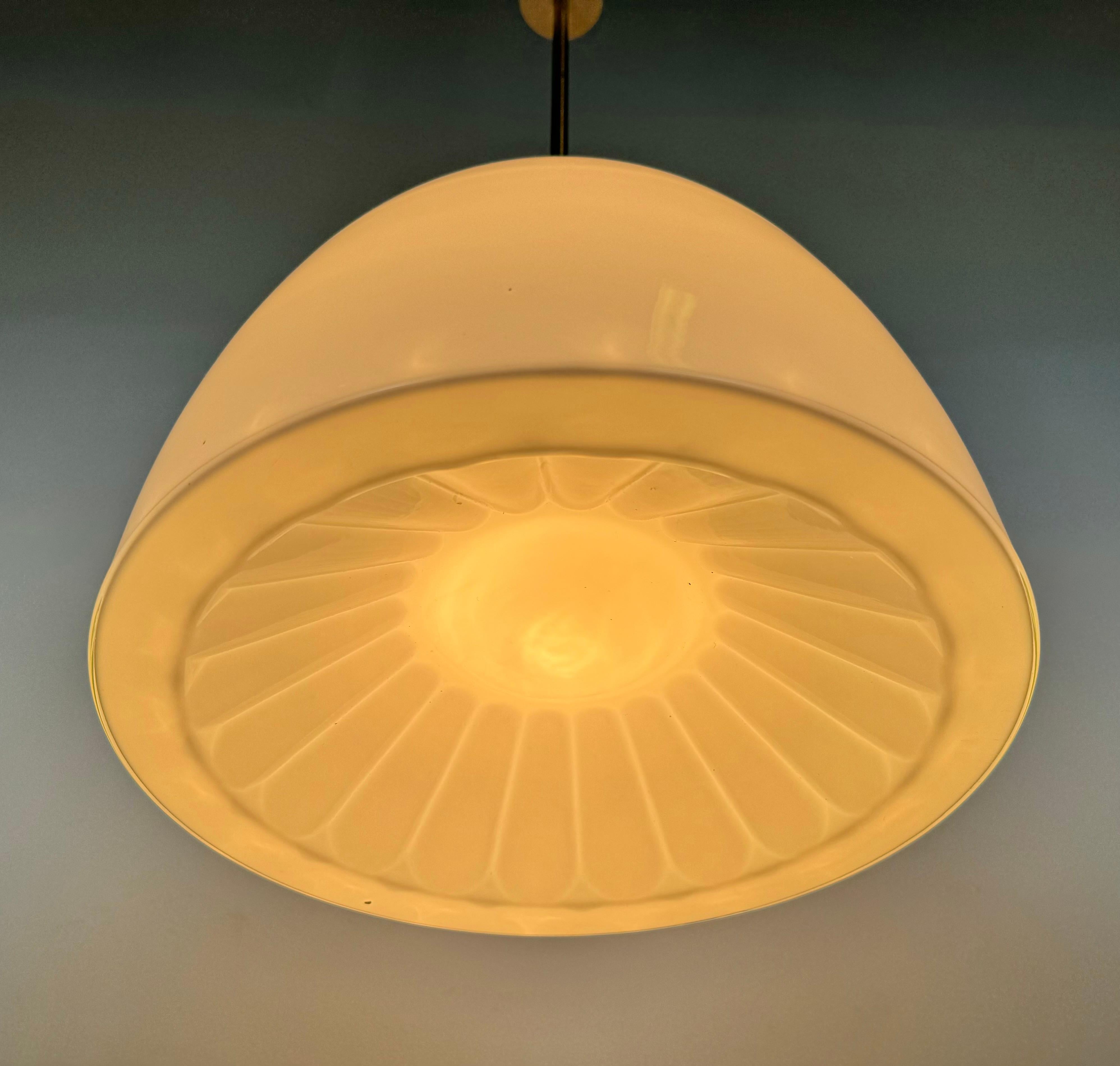 Vintage Chandelier with Milk Glass from Elektrosvit, 1960s For Sale 3