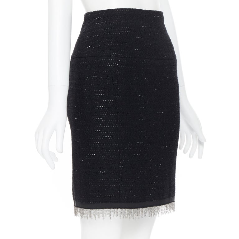 Chanel 02A 2002 Fall Black Sequin Skirt FR 38 US 4