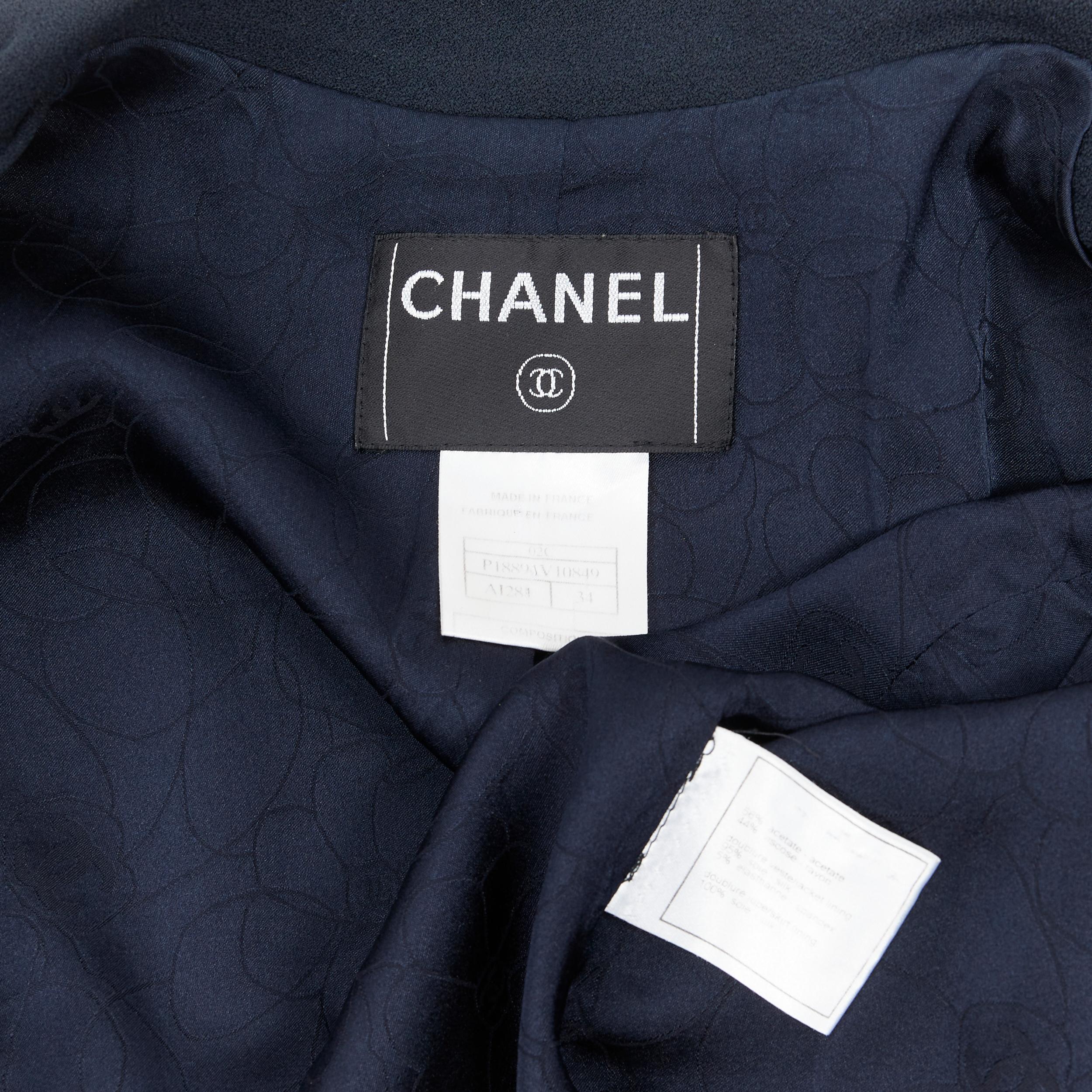 vintage CHANEL 02C black rounded collar jewel button cropped blazer jacket Fr34 1