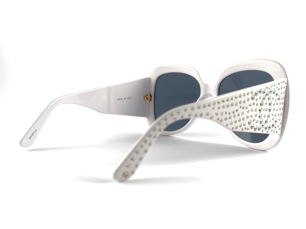 Vintage Chanel 05257 SAMPLE White Strass S/S 1994 Sunglasses Made In France 5