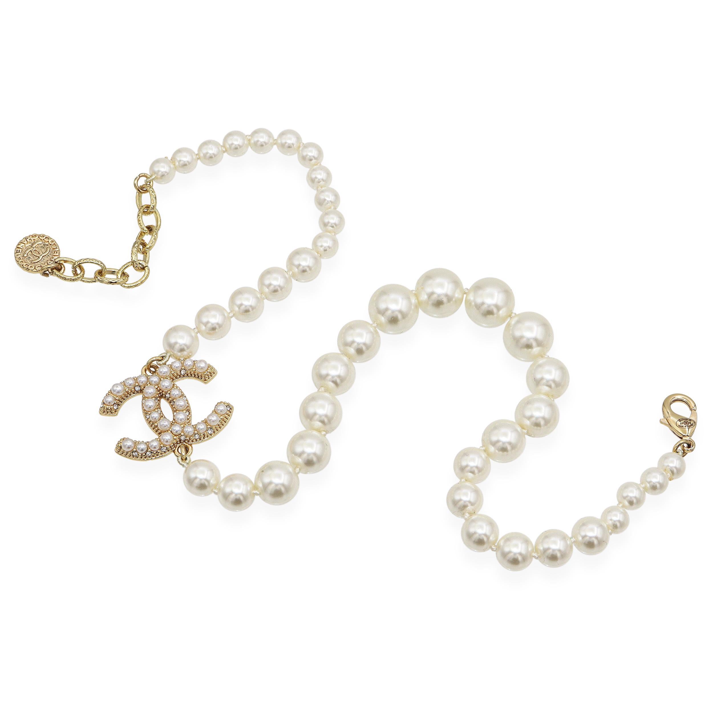 Vintage Chanel 100th Anniversary Gold-Finish Faux Perle Perlenstrang Halskette für Damen oder Herren im Angebot