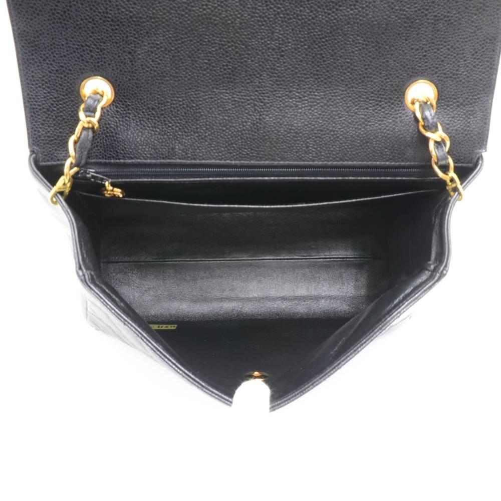 Chanel Vintage 10.5 Inch Flap Black Quilted Caviar Leather Shoulder Bag  6