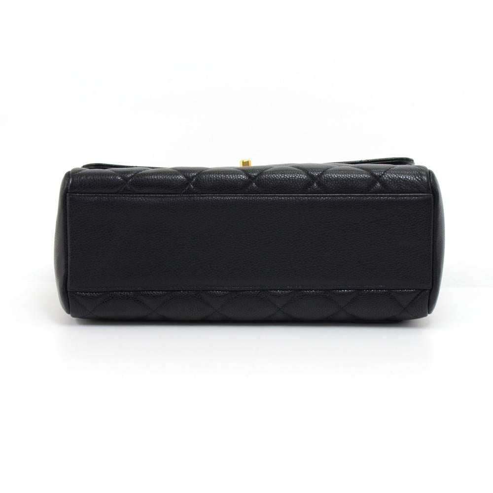 Chanel Vintage 10.5 Inch Flap Black Quilted Caviar Leather Shoulder Bag  1