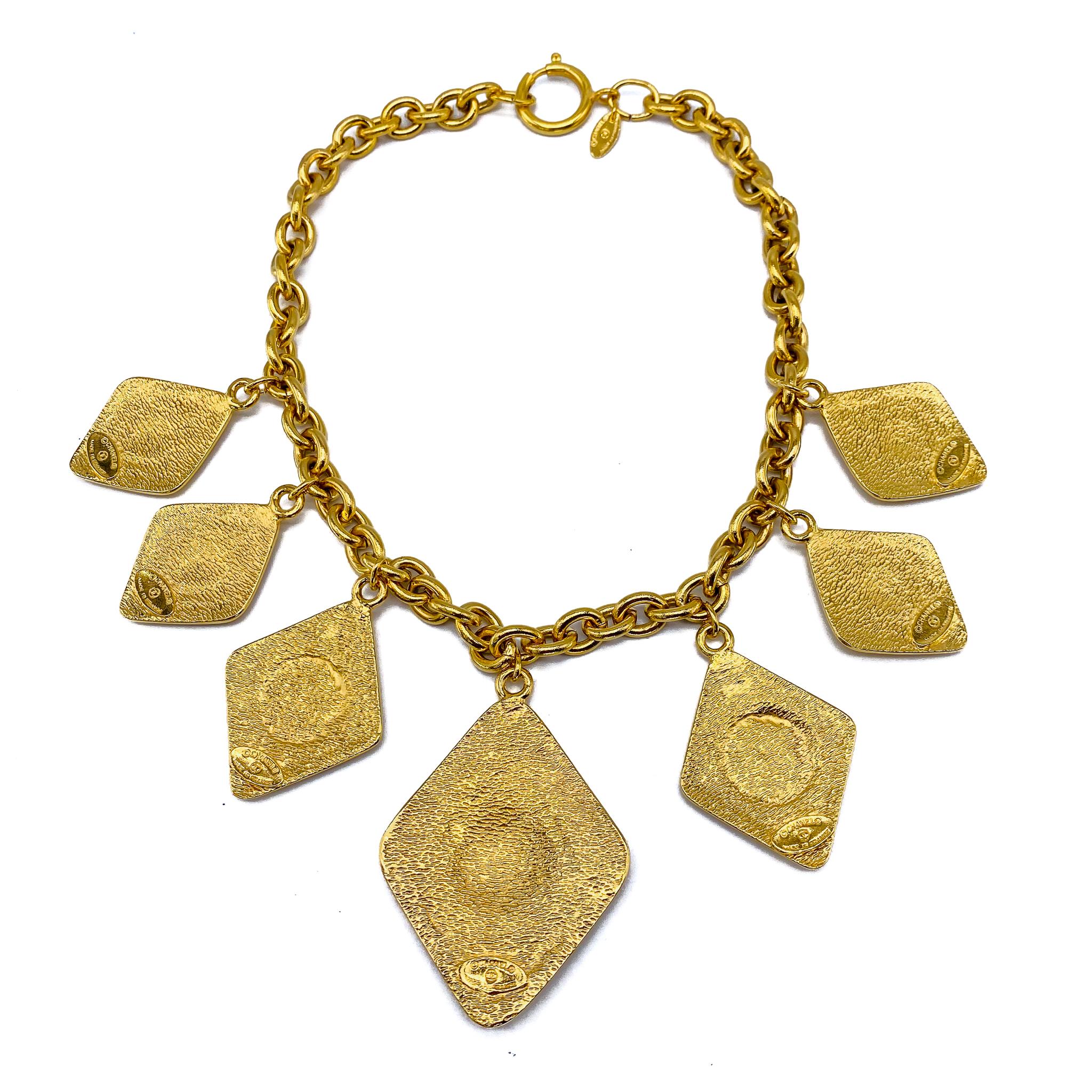 Vintage Chanel 1980s Gold Plated Charm Necklace In Excellent Condition In London, GB