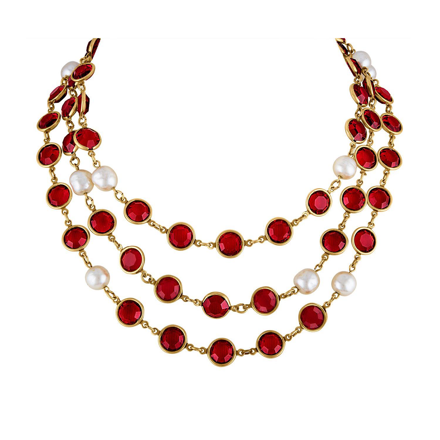 Long Chanel Pearl and Knot Necklace at 1stDibs