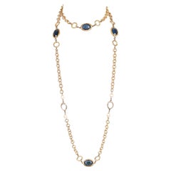Vintage Chanel 1981 Collana a catena Sautoir con perle e perline Gripoix incastonate a smusso