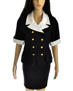 Vintage Chanel 1983 K.L. "1st Collection" Navy & White Fitted Jacket FR 38/ US 6