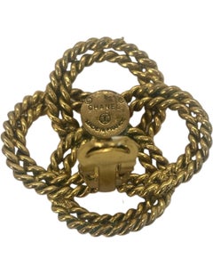 Vintage Chanel 1990s Gold Twisted Rope Knot Clip-On Earrings, Made in France