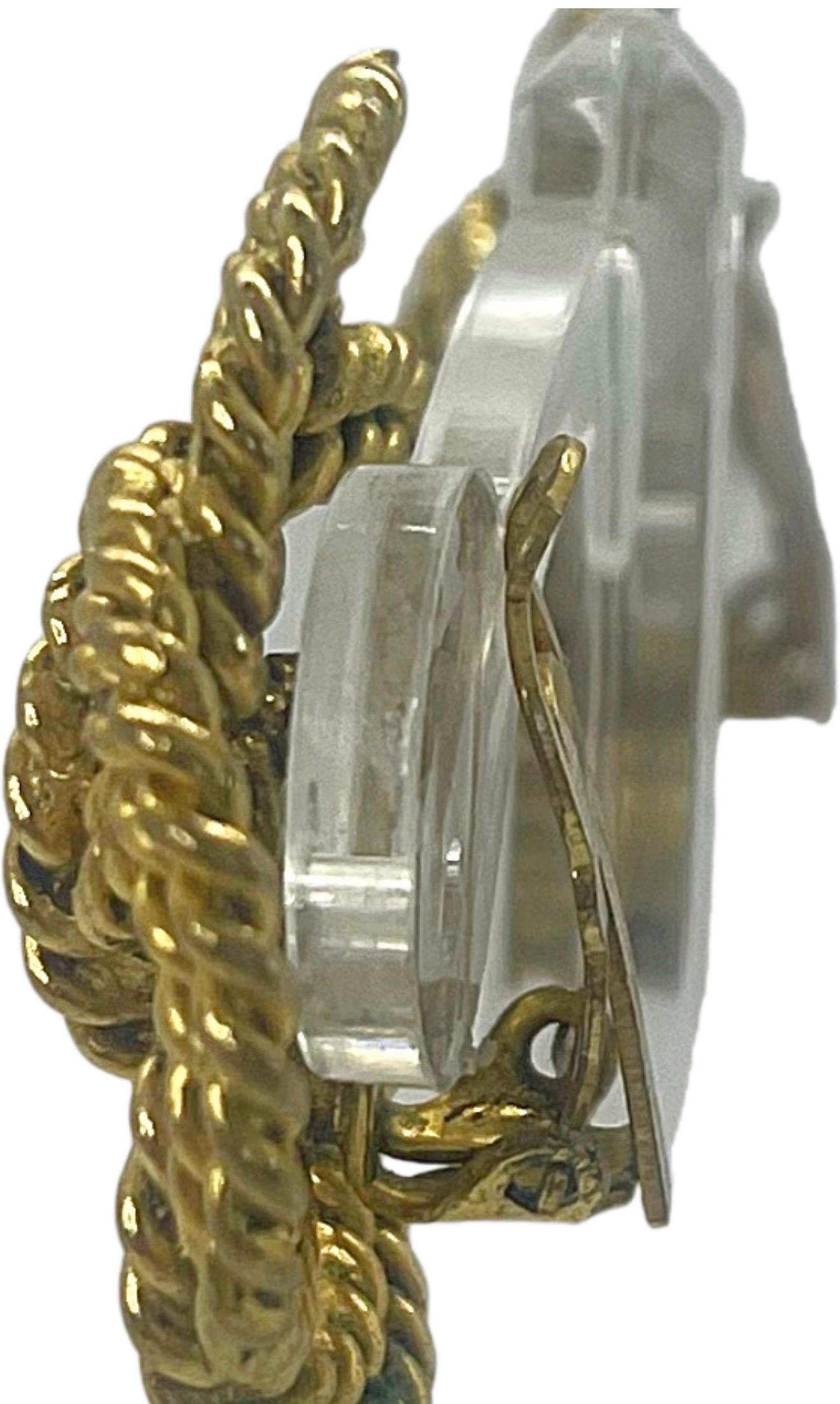 Pendientes vintage Chanel de oro de los 90 con nudo de cuerda trenzada, Made in France en venta 1