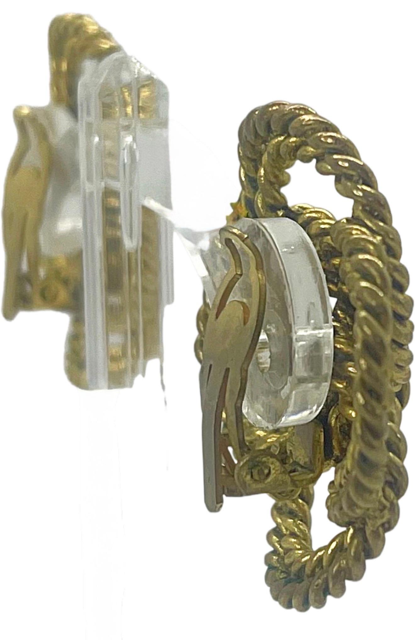 Pendientes vintage Chanel de oro de los 90 con nudo de cuerda trenzada, Made in France en venta 4