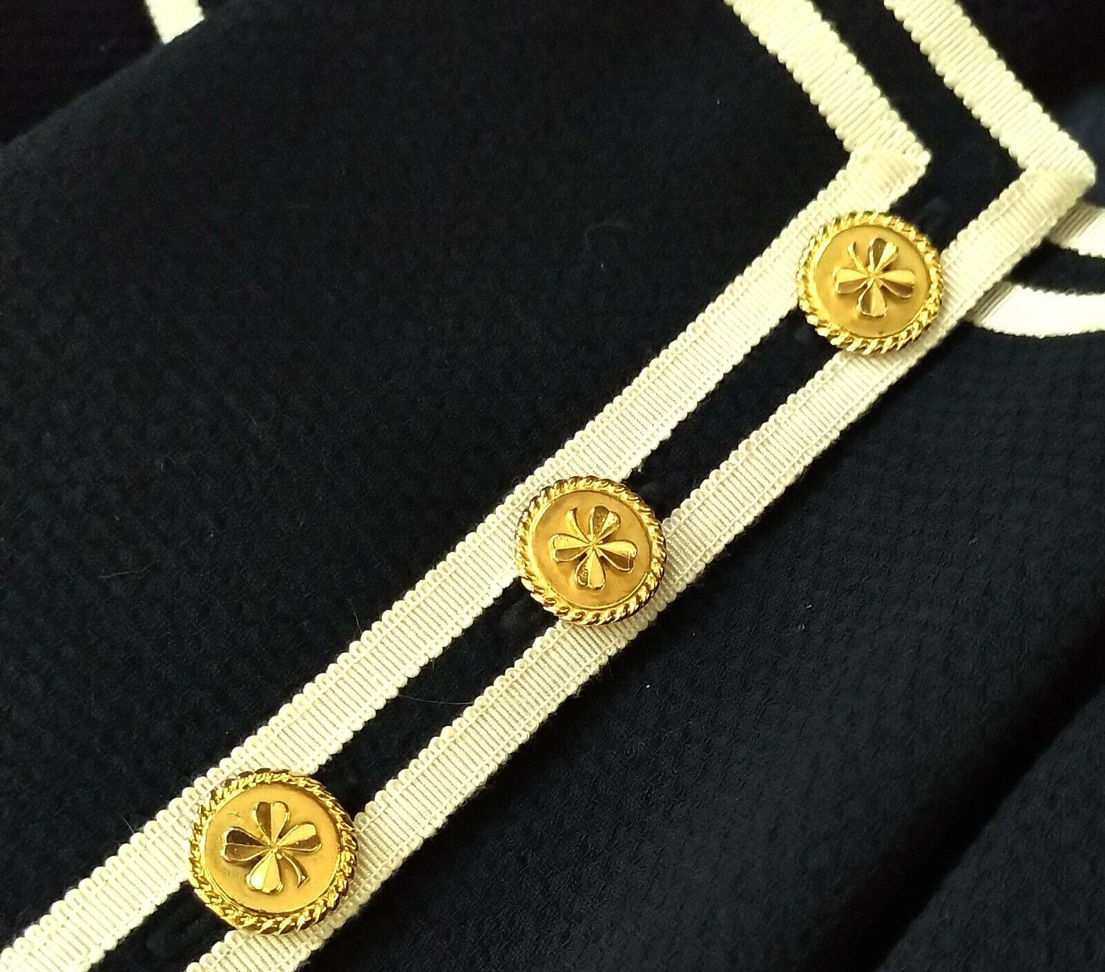 Vintage Chanel 1990's Navy & Ivory Grosgrain Jacket & Skirt Suit FR 34/ US 2 4 For Sale 5