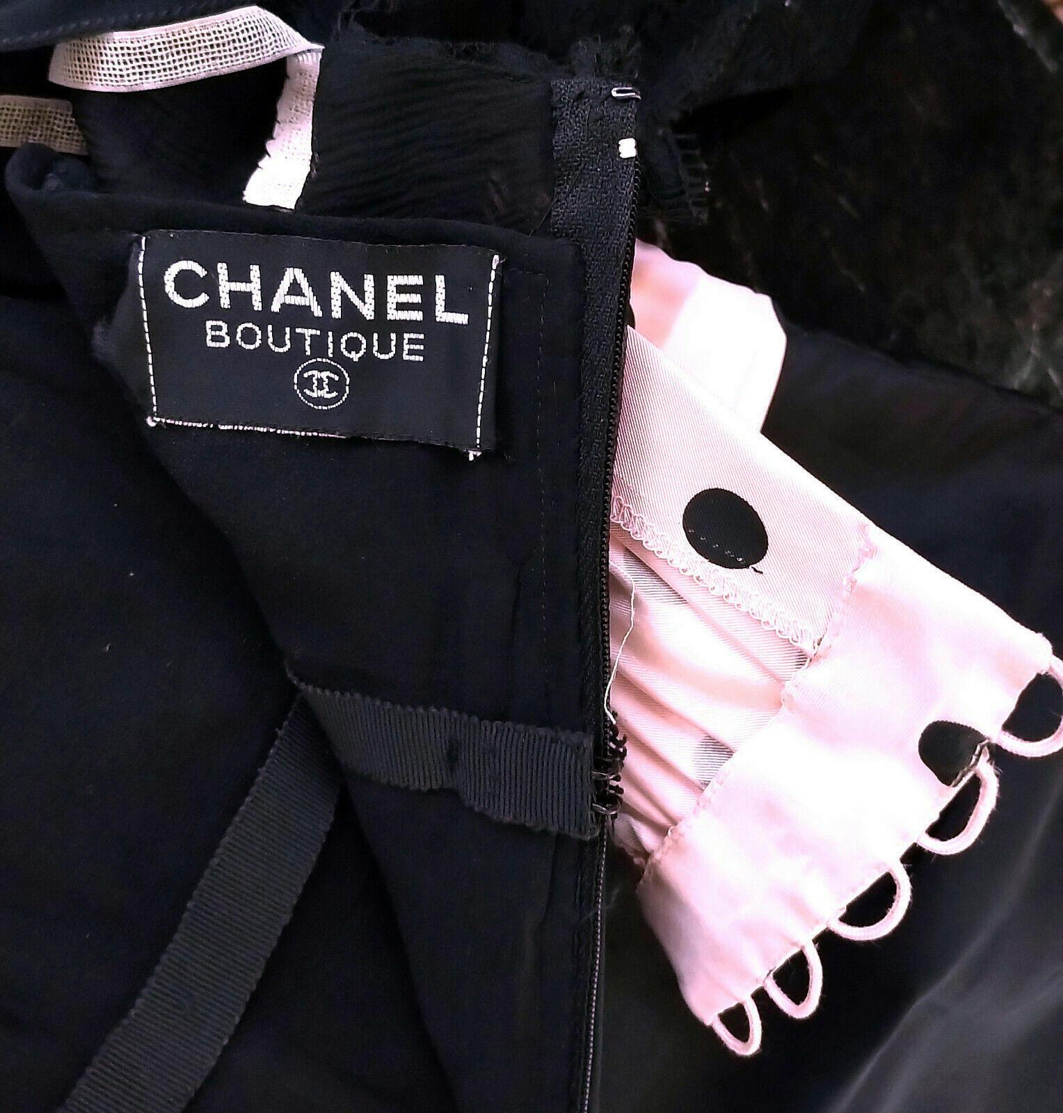 Vintage Chanel 1990's Pink & Black Polka Dot Lace & Taffeta Dress FR 38/ US 6 For Sale 4