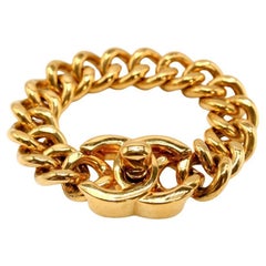 Chanel Cc Logos Turnlock Motif Brooch Pin Corsage Gold Tone 96a