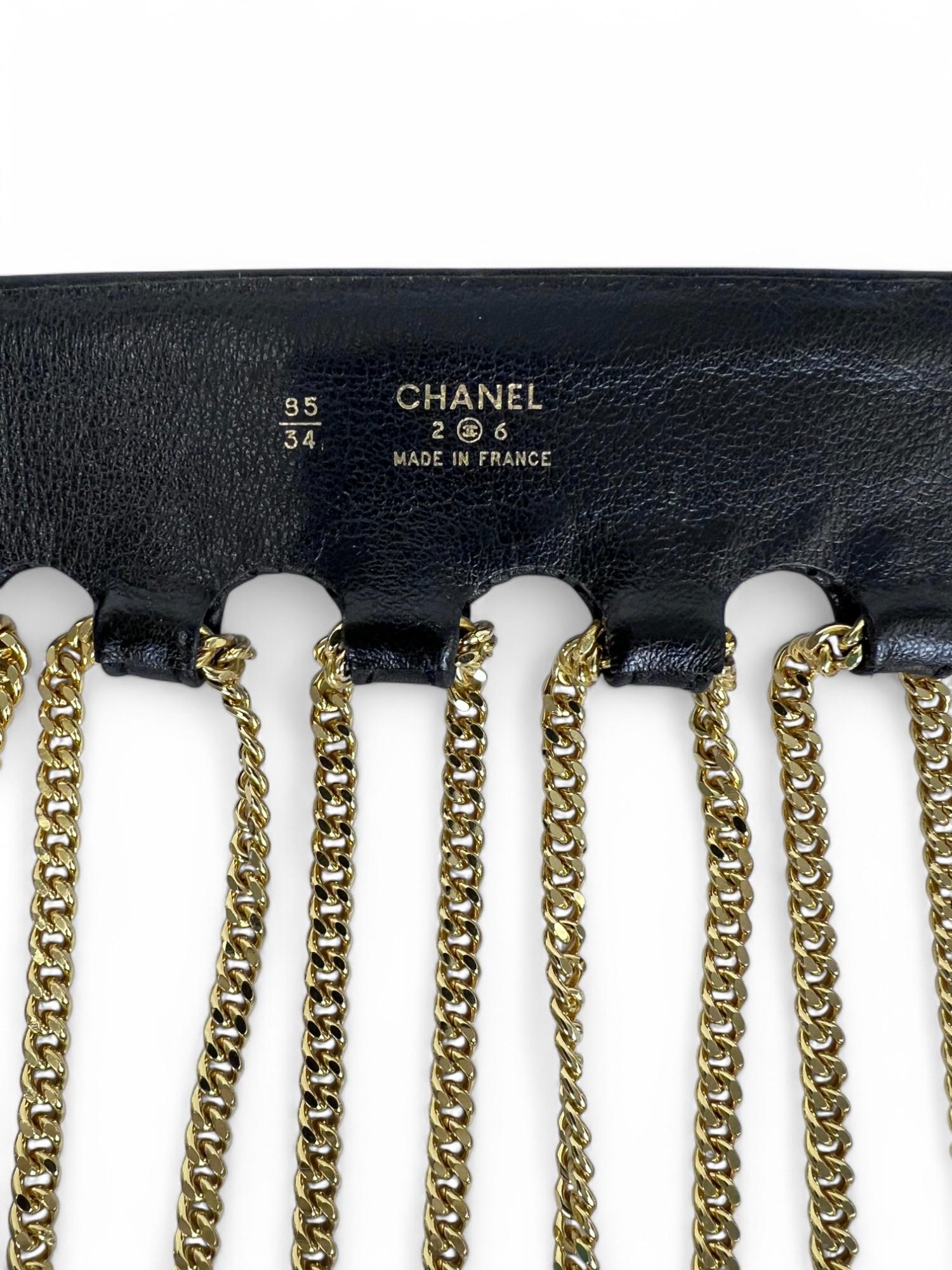 Vintage Chanel 1991 A/W Leather Multi Chain Drape Belt Fringe Skirt For Sale 2