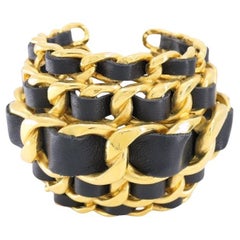 Vintage Chanel 1991 Gold Leather Cuff