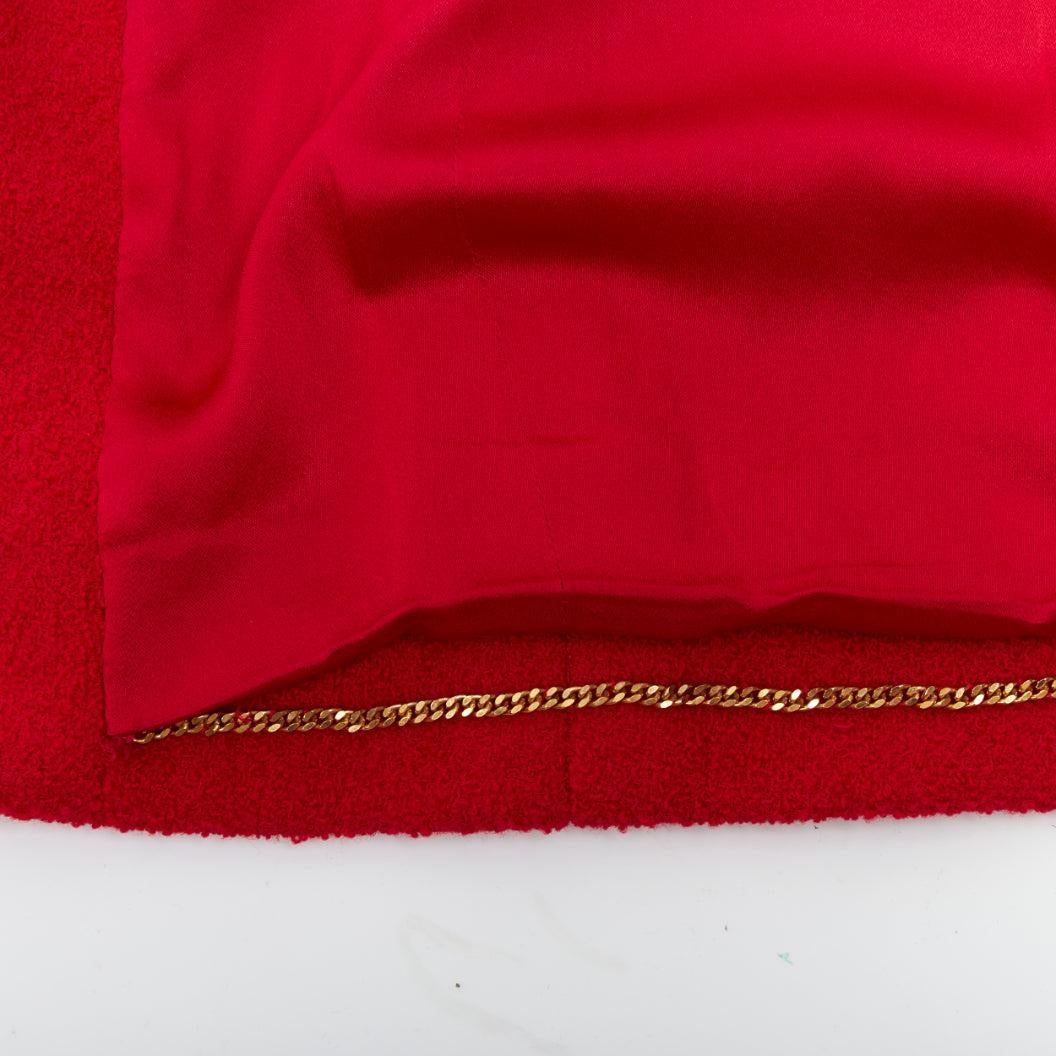 Veste vintage CHANEL 1992 29 rouge lèvre en tweed tissé avec boutons dorés à 4 poches en vente 5