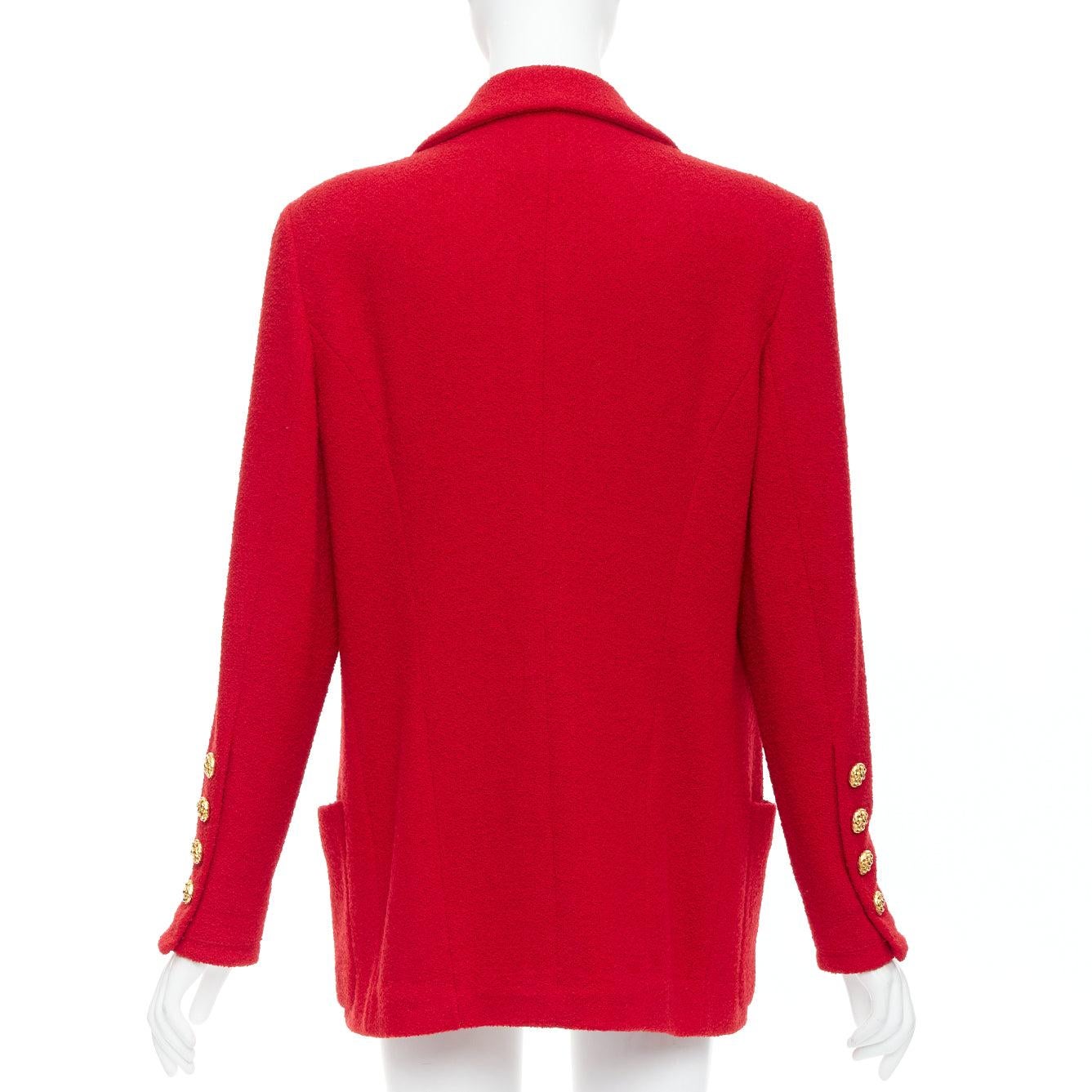 Veste vintage CHANEL 1992 29 rouge lèvre en tweed tissé avec boutons dorés à 4 poches Pour femmes en vente