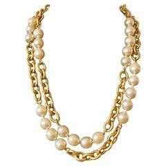 Vintage Chanel 1993 Fausses Perles Chunky Chain Link Necklace