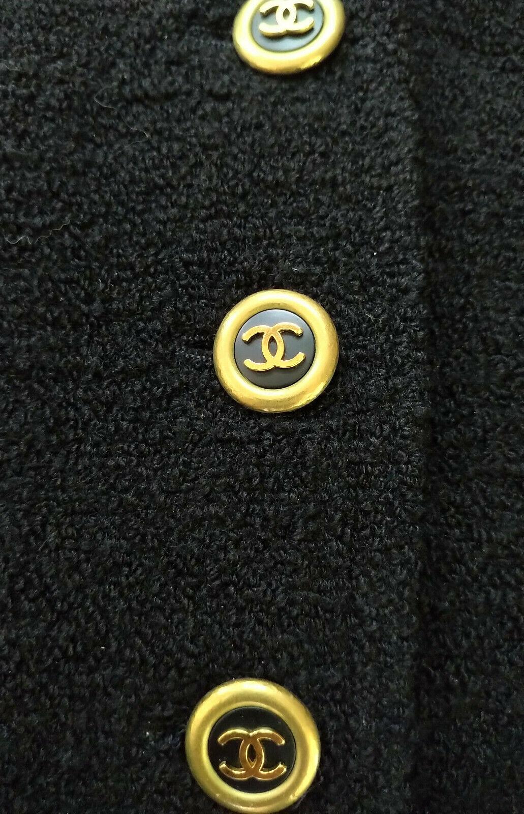 Vintage Chanel 1994 94A Black Fantasy Tweed Jacket Mini Skirt Suit FR 38/ US 4 6 3