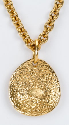 Vintage Chanel 1994 Quilted Gold CC Necklace