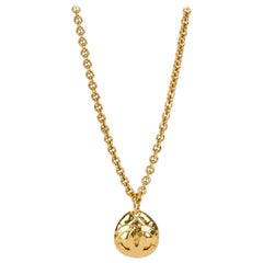 Vintage Chanel 1994 Quilted Gold CC Necklace